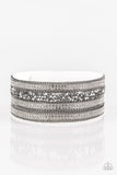 Really Rock Band - White Bracelet - Paparazzi Accessories Bracelet Bedazzle Me Pretty Mobile Fashion Boutique