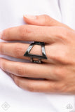 Rebel Edge - Black Ring - Paparazzi Accessories Ring Bedazzle Me Pretty Mobile Fashion Boutique