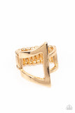 Rebel Edge - Gold Ring - Paparazzi Accessories Ring Bedazzle Me Pretty Mobile Fashion Boutique