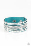Rebel In Rhinestones - Blue Bracelet - Paparazzi Accessories Bracelet Bedazzle Me Pretty Mobile Fashion Boutique