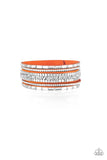 Rebel In Rhinestones - Orange Bracelet - Paparazzi Accessories Bracelet Bedazzle Me Pretty Mobile Fashion Boutique