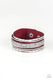 Rebel In Rhinestones - Red Bracelet - Paparazzi Accessories Bracelet Bedazzle Me Pretty Mobile Fashion Boutique