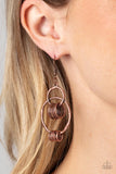 Rebel Ringer - Copper Earrings - Paparazzi Accessories Earrings Bedazzle Me Pretty Mobile Fashion Boutique