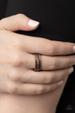 Rebellious Ridges - Copper Ring - Paparazzi Accessories Ring Bedazzle Me Pretty Mobile Fashion Boutique