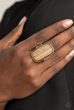 Reclaimed Refinement - Gold Ring - Paparazzi Accessories Ring Bedazzle Me Pretty Mobile Fashion Boutique