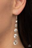 Red Carpet Charmer - White Earrings - Paparazzi Accessories Earrings Bedazzle Me Pretty Mobile Fashion Boutique