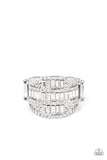 Red Carpet Redux - White Ring - Paparazzi Accessories Ring Bedazzle Me Pretty Mobile Fashion Boutique