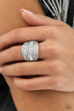 Red Carpet Redux - White Ring - Paparazzi Accessories Ring Bedazzle Me Pretty Mobile Fashion Boutique