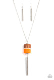 Reel It In - Orange Necklace - Paparazzi Accessories Necklace Bedazzle Me Pretty Mobile Fashion Boutique