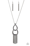 Reeling in Relics - Black Necklace - Paparazzi Accessories Necklace Bedazzle Me Pretty Mobile Fashion Boutique