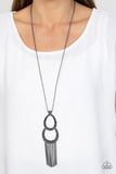 Reeling in Relics - Black Necklace - Paparazzi Accessories Necklace Bedazzle Me Pretty Mobile Fashion Boutique
