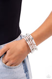 Refined Retrograde - White Bracelet - Paparazzi Accessories Bracelet Bedazzle Me Pretty Mobile Fashion Boutique
