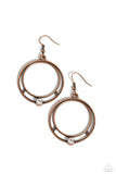 Refined Rotation - Copper Earrings - Paparazzi Accessories Earrings Bedazzle Me Pretty Mobile Fashion Boutique