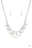 Regal Refinement - White Necklace - Paparazzi Accessories Necklace Bedazzle Me Pretty Mobile Fashion Boutique