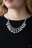 Regal Refinement - White Necklace - Paparazzi Accessories Necklace Bedazzle Me Pretty Mobile Fashion Boutique