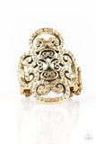 Regal Regalia - Brass Ring - Paparazzi Accessories Ring Bedazzle Me Pretty Mobile Fashion Boutique