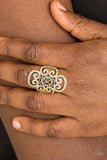 Regal Regalia - Brass Ring - Paparazzi Accessories Ring Bedazzle Me Pretty Mobile Fashion Boutique