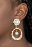 Regal Revel - Gold Clip-On Earrings - Paparazzi Accessories Clip-On Bedazzle Me Pretty Mobile Fashion Boutique