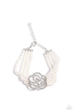 Regal Rose - White Bracelet - Paparazzi Accessories Bracelet Bedazzle Me Pretty Mobile Fashion Boutique