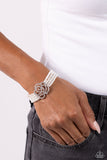 Regal Rose - White Bracelet - Paparazzi Accessories Bracelet Bedazzle Me Pretty Mobile Fashion Boutique