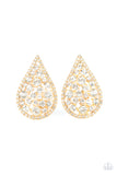 REIGN-Storm - Gold Earrings - Paparazzi Accessories Earrings Bedazzle Me Pretty Mobile Fashion Boutique