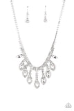Reigning Romance - White Necklace - Paparazzi Accessories Necklace Bedazzle Me Pretty Mobile Fashion Boutique