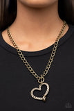 Reimagined Romance - Brass Necklace - Paparazzi Accessories Necklace Bedazzle Me Pretty Mobile Fashion Boutique