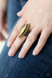 Renegade Radiance - Brass Ring - Paparazzi Accessories Ring Bedazzle Me Pretty Mobile Fashion Boutique