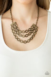 Repeat After Me - Brass Necklace - Paparazzi Accessories Necklace Bedazzle Me Pretty Mobile Fashion Boutique