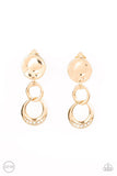 Reshaping Refinement - Gold Clip-On Earrings - Paparazzi Accessories Clip-On Earrings Bedazzle Me Pretty Mobile Fashion Boutique