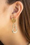 Reshaping Refinement - Gold Clip-On Earrings - Paparazzi Accessories Clip-On Earrings Bedazzle Me Pretty Mobile Fashion Boutique