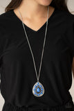 Retro Prairies - Blue Necklace - Paparazzi Accessories Necklace Bedazzle Me Pretty Mobile Fashion Boutique