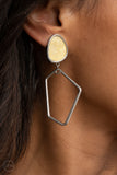 Retro Reverie - Yellow Clip-On Earrings - Paparazzi Accessories Clip-On Earrings Bedazzle Me Pretty Mobile Fashion Boutique