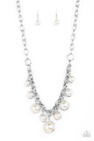 Revolving Refinement - White Necklace - Paparazzi Accessories Necklace Bedazzle Me Pretty Mobile Fashion Boutique