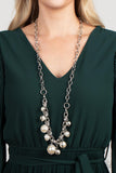 Revolving Refinement - White Necklace - Paparazzi Accessories Necklace Bedazzle Me Pretty Mobile Fashion Boutique