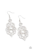 Rhinestone Renaissance - White Earrings - Paparazzi Accessories Earrings Bedazzle Me Pretty Mobile Fashion Boutique