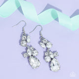 Rhinestone Reveler - White Earrings - Paparazzi Accessories Earrings Bedazzle Me Pretty Mobile Fashion Boutique