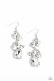 Rhinestone Reveler - White Earrings - Paparazzi Accessories Earrings Bedazzle Me Pretty Mobile Fashion Boutique