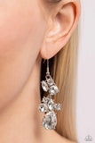 Rhinestone Reveler - White Earrings - Paparazzi Accessories Earrings Bedazzle Me Pretty Mobile Fashion Boutique