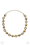 Rhinestone Rollout - Brass Necklace - Paparazzi Accessories Necklace Bedazzle Me Pretty Mobile Fashion Boutique