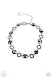 Rhinestone Rollout - Silver Necklace - Paparazzi Accessories Necklace Bedazzle Me Pretty Mobile Fashion Boutique