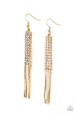 Rhinestone Romance - Gold Earrings - Paparazzi Accessories Earrings Bedazzle Me Pretty Mobile Fashion Boutique