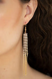 Rhinestone Romance - Gold Earrings - Paparazzi Accessories Earrings Bedazzle Me Pretty Mobile Fashion Boutique
