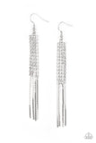 Rhinestone Romance - White Earrings - Paparazzi Accessories Earrings Bedazzle Me Pretty Mobile Fashion Boutique