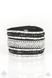Rhinestone Rumble - Black Urban Bracelet - Paparazzi Accessories Bracelet Bedazzle Me Pretty Mobile Fashion Boutique