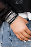 Rhinestone Rumble - Black Urban Bracelet - Paparazzi Accessories Bracelet Bedazzle Me Pretty Mobile Fashion Boutique