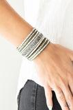 Rhinestone Rumble - Green Bracelet - Paparazzi Accessories Bracelet Bedazzle Me Pretty Mobile Fashion Boutique