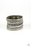Rhinestone Rumble - Green Bracelet - Paparazzi Accessories Bracelet Bedazzle Me Pretty Mobile Fashion Boutique