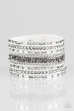 Rhinestone Rumble - White Bracelet - Paparazzi Accessories Bracelet Bedazzle Me Pretty Mobile Fashion Boutique