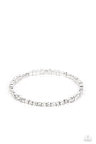 Rhinestone Spell - White Bracelet - Paparazzi Accessories Bracelet Bedazzle Me Pretty Mobile Fashion Boutique